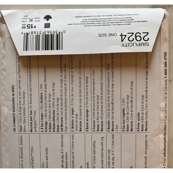 Simplicity Pattern 2924 His & Hers Diaper Bag Changing Pad Burp Cloth Bib Pillow - Picture 7 of 8